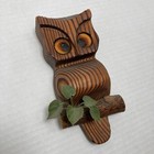 Vintage Mcm 6 In Wooden Carved Textured Owl Kitchy Rustic Country Wall Decor