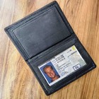 Leather Concealed Carry Weapon Police Security Badge Wallet Id Shield Holder
