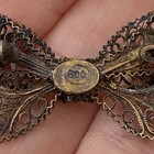 Antique 800 Silver Filigree Bow Brooch Pin Vintage Gold Wash Vermeil European