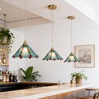 Blue Bubble Glass Pendant Light E26 Vintage Copper Hanging Ceiling Fixture 9 4in