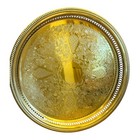 Vintage Ornate Gold-plated Brass Round Tray 13  Serving Platter W Filigree Sides