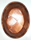 Vintage 1970s Mid Century Modern Woven Wood Oval Serving Bowl Platter Tray 12x9 
