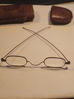 1800s Antique Steel Rim Framed Eyeglasses spectacles Oval Lenses W  Case