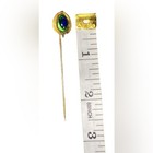 Vintage Antique Victorian Peacock Eye Foil Glass Brass Hat Tie Stick Lapel Pin