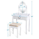 Vanity Table Jewelry Makeup Desk Bench Dresser W  Cushioned Stool Drawer White