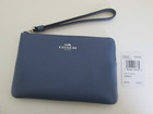 Nwt  78 Coach Corner Zip Wristlet - Midnight Blue