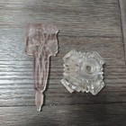 Vintage Czech Crystal Perfume Bottle W  Pink Flower Stopper