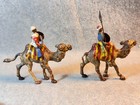2 Vintage Heyde Solid Camels With Warrior Riders  1 W spear  1 W sword   Shield