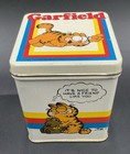 Vintage Garfield Square Metal Tin W  Lid Jim Davis 1978 Small 3x3x4 Read