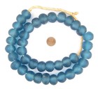 Jumbo Light Blue Recycled Glass Beads 24mm Ghana African Sea Glass Round