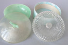Vtg Cheramy April Showers Deluxe Dusting Powder Blue  green Footed Empty Set 2