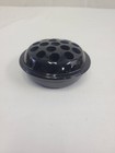 Vtg Opaque Black Glass 16 Hole Flower Frog Stem Holder Floral Arrangement 4 25 