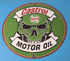 Vintage Castrol Sign - Racing Gas Skull Can Gas Porcelain Sign