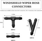 30 Pcs Windshield Wiper Hose Connectors  2-way I Type 3-way T y Type Windscreen