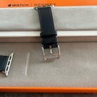 Apple Watch Hermes Single Tour Navy Blue Leather Band 45mm 44mm 42mm