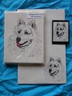 Samoyed Dog 3 Pc Set-notepad  6 Blank Notecards And Magnet New
