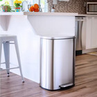 13 Gal  Stainless Steel Kitchen Trashcan  Step-on  Rectangle