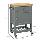 Utility Rolling Kitchen Island Cart W  Storage Shelf  Wheels  Smooth Top  Gray