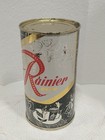 Black Rainier Flat Top Beer Can   Bald Guy Holding Beer Stein 