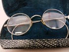 Antique 1 10 12k Gold Filled Round Wire Rim Eyeglasses W Case Pince Nez