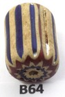 Old Antique Traditional Venetian Chevron Trade Bead African Worn B64 Bg 54