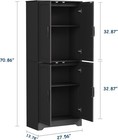 Farmhouse Kitchen Pantry Cabinet  71    Tall Wood Pantry Storage Cabinet W 4 Doors