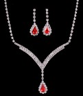 Rhinestones Crystal Teardrop Bridal Wedding Necklace   Earring Jewelry Set Dc04