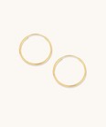 14k Real Solid Yellow Gold Round Endless Hoop Earrings 1mm Tube Hoop - 20mm