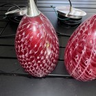Vintage  3 Red   White Retro Glass  Ceiling Pendant Lights 