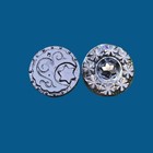 Antique Black Glass Buttons Moon   Stars Set Victorian Pictorial Astrological X2