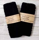 Handmade Crochet Bath Wash Cloth Face Spa Cotton  Reusable Black 7 Inch 2pc