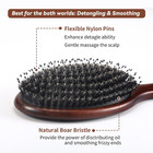 Hair Brush  Boar Bristles Hair Brush For Women Men Kids  Boar   Nylon Bristle Br