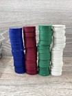 203 Poker Chips Lot-not Casino Chips-no Case- 49 Blue 50 Red  52 White  52 Green