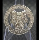 Hobo Cut Coin Skull See Speak Hear No Evil Skeleton Fantasy American Art Dollar