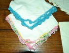 Hankies Vintage Lot  8  Womens Handkerchief Hand Tatted Lace Edge