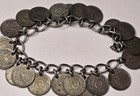 Vtg Swedish 10 Ore Coin Charm Bracelet 21 Coins 1950 Sweden 40  Silver Jewelry