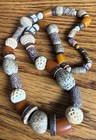 Vintage Venetian Millefiori Chevron African Trade Antique Bead Necklace