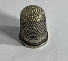 Antique Sterling Silver Sewing Thimble Size 8 Outside Band Stamped Floral Repous