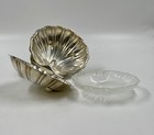 Vintage Silverplate Covered Double Dish Hinged Scalloped Clam Shell England