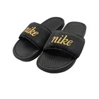 Nike Benassi Jdi Slides Black Gold Logo Pool Shower Sandals Men s Us 9