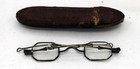 Antique C1830s Octagonal Spectacles Sliding Temples Eyeglasses Leather Case