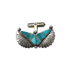 Native American Zuni Turquoise Inlay   Sterling Silver Wing Cufflinks