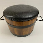 Newco Vtg Barrel Wood Shoe Shine Stand Stool Box W  Foot Stand Iowa Usa Vintage