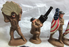 Vintage Lot Of 9 Manoil Barclay Lead Soldiers Gunners  Flag  Parachute  Mask