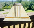 Vtg Tiffany Style Mission Stained Slag Glass Lamp Shade Square Pyramid