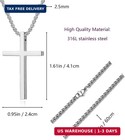 Cross Necklace For Men  Silver Stainless Steel Pendant Necklace  24in