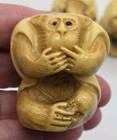 Wise Monkeys Hear No Evil See No Evil And Speak No Evil Resin 1 75  Tall 3pc Set
