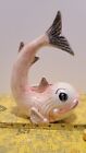 Vtg Ceramic Fish Pink Luster Wall Pocket planter  Hand Crafted  Pls See Photos 