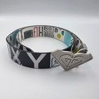 Vintage Roxy Y2k 00s Metal Heart Buckle Reversible Belt Skater Surf Print 