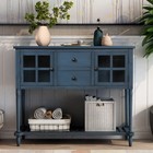 Farmhouse Antique Navy Sideboard Console Table With Shelf Buffet Storage